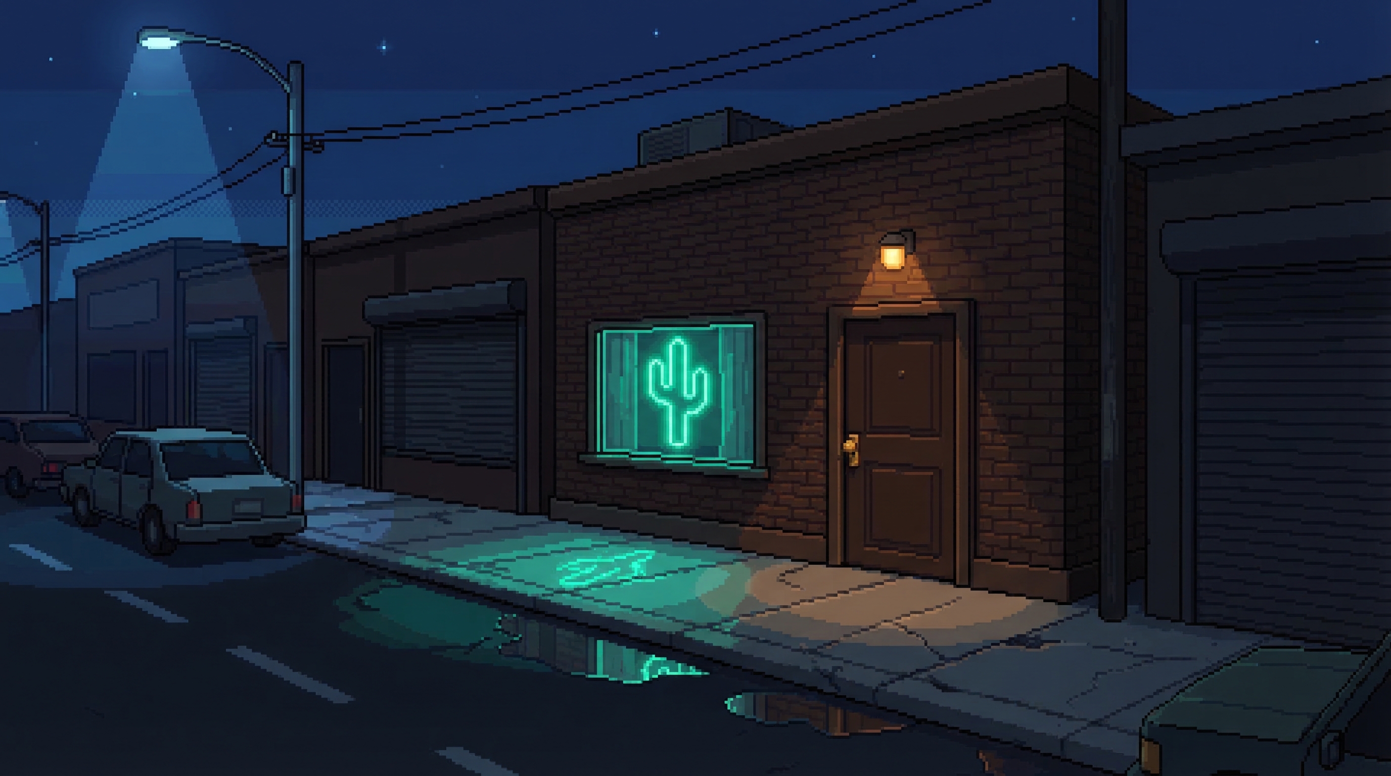 The Neon Cactus at night